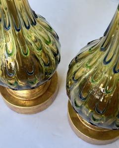  Murano Glass Pair of Murano 1960s Thumb print Drip Pattern Art Glass Lamps - 3230568