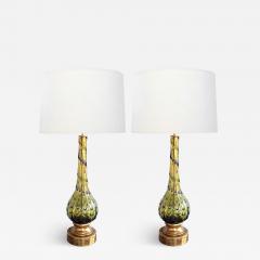  Murano Glass Pair of Murano 1960s Thumb print Drip Pattern Art Glass Lamps - 3231963