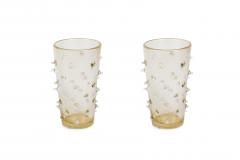  Murano Glass Pair of Murano glass vases with gold inclusion signed - 2948067