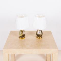  Murano Glass Pair of Small Murano Glass Lamps With Custom Silk Shades - 3198546