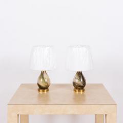  Murano Glass Pair of Small Murano Glass Lamps With Custom Silk Shades - 3198547