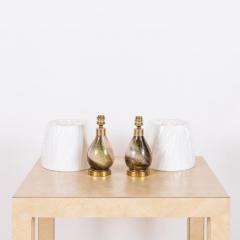  Murano Glass Pair of Small Murano Glass Lamps With Custom Silk Shades - 3198548