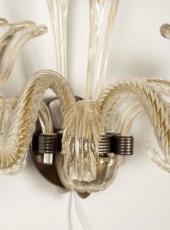  Murano Glass Pair of Vintage Hand Blown Three Arm Murano Clear Sconces - 3534979