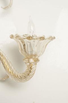 Murano Glass Pair of Vintage Hand Blown Three Arm Murano Clear Sconces - 3534980
