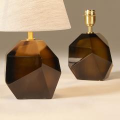  Murano Glass Pait of Italian Murano bronze Rock table lamp - 2990165