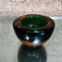  Murano Glass Sommerso 1960s Murano Sommerso Art Glass Votive Candle Holder Green and Amber - 3173891