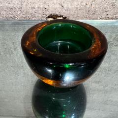  Murano Glass Sommerso 1960s Murano Sommerso Art Glass Votive Candle Holder Green and Amber - 3173892
