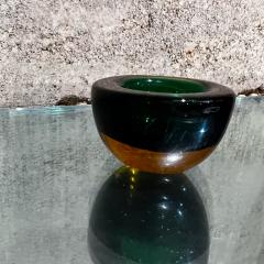  Murano Glass Sommerso 1960s Murano Sommerso Art Glass Votive Candle Holder Green and Amber - 3173896