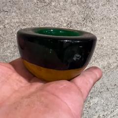  Murano Glass Sommerso 1960s Murano Sommerso Art Glass Votive Candle Holder Green and Amber - 3173897