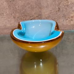  Murano Glass Sommerso 1970s Murano Art Glass Sensual Bowl Turquoise and Amber - 3461188