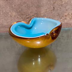  Murano Glass Sommerso 1970s Murano Art Glass Sensual Bowl Turquoise and Amber - 3461189