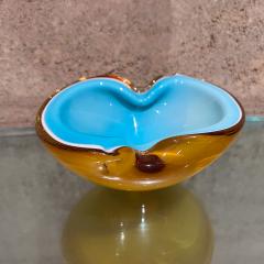  Murano Glass Sommerso 1970s Murano Art Glass Sensual Bowl Turquoise and Amber - 3461190
