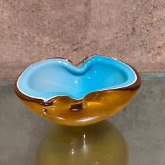  Murano Glass Sommerso 1970s Murano Art Glass Sensual Bowl Turquoise and Amber - 3461192