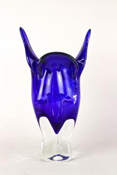  Murano Glass Sommerso 20th Century Dark Blue Murano Glass Vase Sommerso Murano Italy ca 1960 70 - 4361365