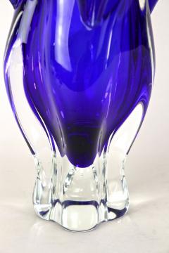  Murano Glass Sommerso 20th Century Dark Blue Murano Glass Vase Sommerso Murano Italy ca 1960 70 - 4361371