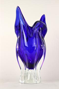  Murano Glass Sommerso 20th Century Dark Blue Murano Glass Vase Sommerso Murano Italy ca 1960 70 - 4361375