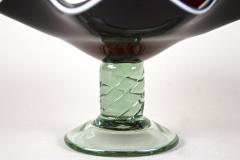 Murano Glass Sommerso 20th Century Dark Red Murano Glass Bowl Centerpiece With Green Base ca 1970 - 4234954