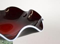  Murano Glass Sommerso 20th Century Dark Red Murano Glass Bowl Centerpiece With Green Base ca 1970 - 4234956