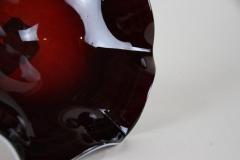  Murano Glass Sommerso 20th Century Dark Red Murano Glass Bowl Centerpiece With Green Base ca 1970 - 4234962