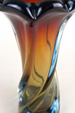  Murano Glass Sommerso 20th Century Murano Glass Vase Amber Dark Red Blue Mid Century IT ca 1960 - 4392995