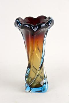 Murano Glass Sommerso 20th Century Murano Glass Vase Amber Dark Red Blue Mid Century IT ca 1960 - 4392996
