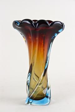  Murano Glass Sommerso 20th Century Murano Glass Vase Amber Dark Red Blue Mid Century IT ca 1960 - 4392998
