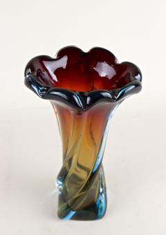  Murano Glass Sommerso 20th Century Murano Glass Vase Amber Dark Red Blue Mid Century IT ca 1960 - 4392999