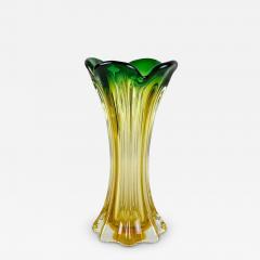  Murano Glass Sommerso 20th Century Murano Glass Vase Mid Century Green Yellow IT circa 1960 70 - 4560722
