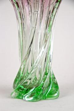  Murano Glass Sommerso 20th Century Sommerso Murano Glass Vase Pink Green Italy circa 1960 70 - 4440706