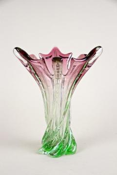  Murano Glass Sommerso 20th Century Sommerso Murano Glass Vase Pink Green Italy circa 1960 70 - 4440707