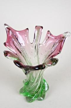  Murano Glass Sommerso 20th Century Sommerso Murano Glass Vase Pink Green Italy circa 1960 70 - 4440711