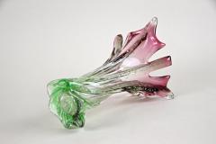  Murano Glass Sommerso 20th Century Sommerso Murano Glass Vase Pink Green Italy circa 1960 70 - 4440715