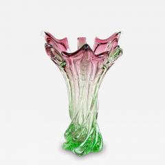  Murano Glass Sommerso 20th Century Sommerso Murano Glass Vase Pink Green Italy circa 1960 70 - 4440820