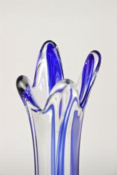 Murano Glass Sommerso Blue Clear Murano Glass Vase Late Mid Century Italy ca 1960 70 - 3495364