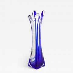  Murano Glass Sommerso Blue Clear Murano Glass Vase Late Mid Century Italy ca 1960 70 - 3496547