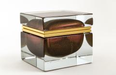  Murano Glass Sommerso Large Murano Gold Amethyst Sommerso Square Box - 4334117