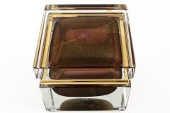  Murano Glass Sommerso Large Murano Gold Amethyst Sommerso Square Box - 4334118