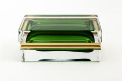 Murano Glass Sommerso Low Murano Green Sommerso Glass Rectangular Box Contemporary - 4334108