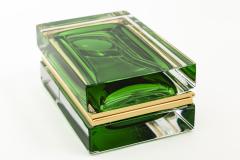  Murano Glass Sommerso Low Murano Green Sommerso Glass Rectangular Box Contemporary - 4334112