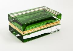  Murano Glass Sommerso Low Murano Green Sommerso Glass Rectangular Box Contemporary - 4334114