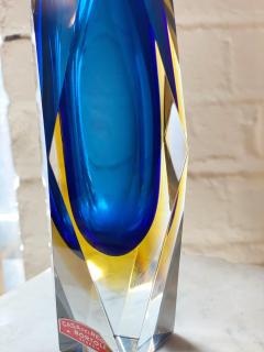  Murano Glass Sommerso Mid 20th Century Italian Murano Sommerso Faceted Glass Vase - 2682552