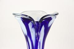  Murano Glass Sommerso Mid Century Dark Blue White Murano Glass Vase Italy ca 1970 - 4193784