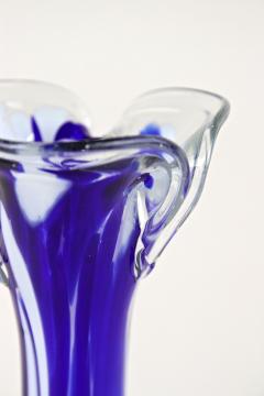  Murano Glass Sommerso Mid Century Dark Blue White Murano Glass Vase Italy ca 1970 - 4193792