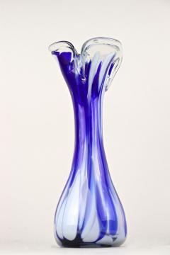  Murano Glass Sommerso Mid Century Dark Blue White Murano Glass Vase Italy ca 1970 - 4193795