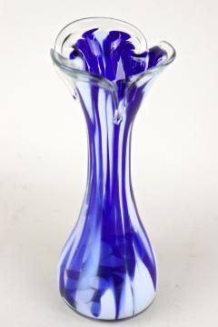  Murano Glass Sommerso Mid Century Dark Blue White Murano Glass Vase Italy ca 1970 - 4193801