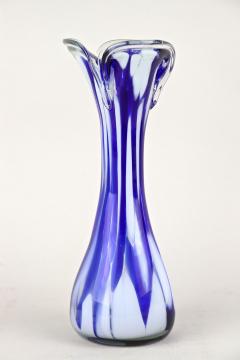  Murano Glass Sommerso Mid Century Dark Blue White Murano Glass Vase Italy ca 1970 - 4193813