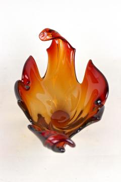  Murano Glass Sommerso Mid Century Murano Glass Bowl Amber Orange Red Tones Italy circa 1960 - 4457368