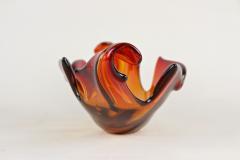  Murano Glass Sommerso Mid Century Murano Glass Bowl Amber Orange Red Tones Italy circa 1960 - 4457370
