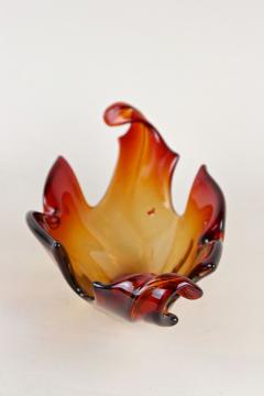  Murano Glass Sommerso Mid Century Murano Glass Bowl Amber Orange Red Tones Italy circa 1960 - 4457384
