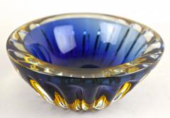  Murano Glass Sommerso Mid Century Murano Glass Bowl Dark Blue Amber Italy ca 1960 - 4384528